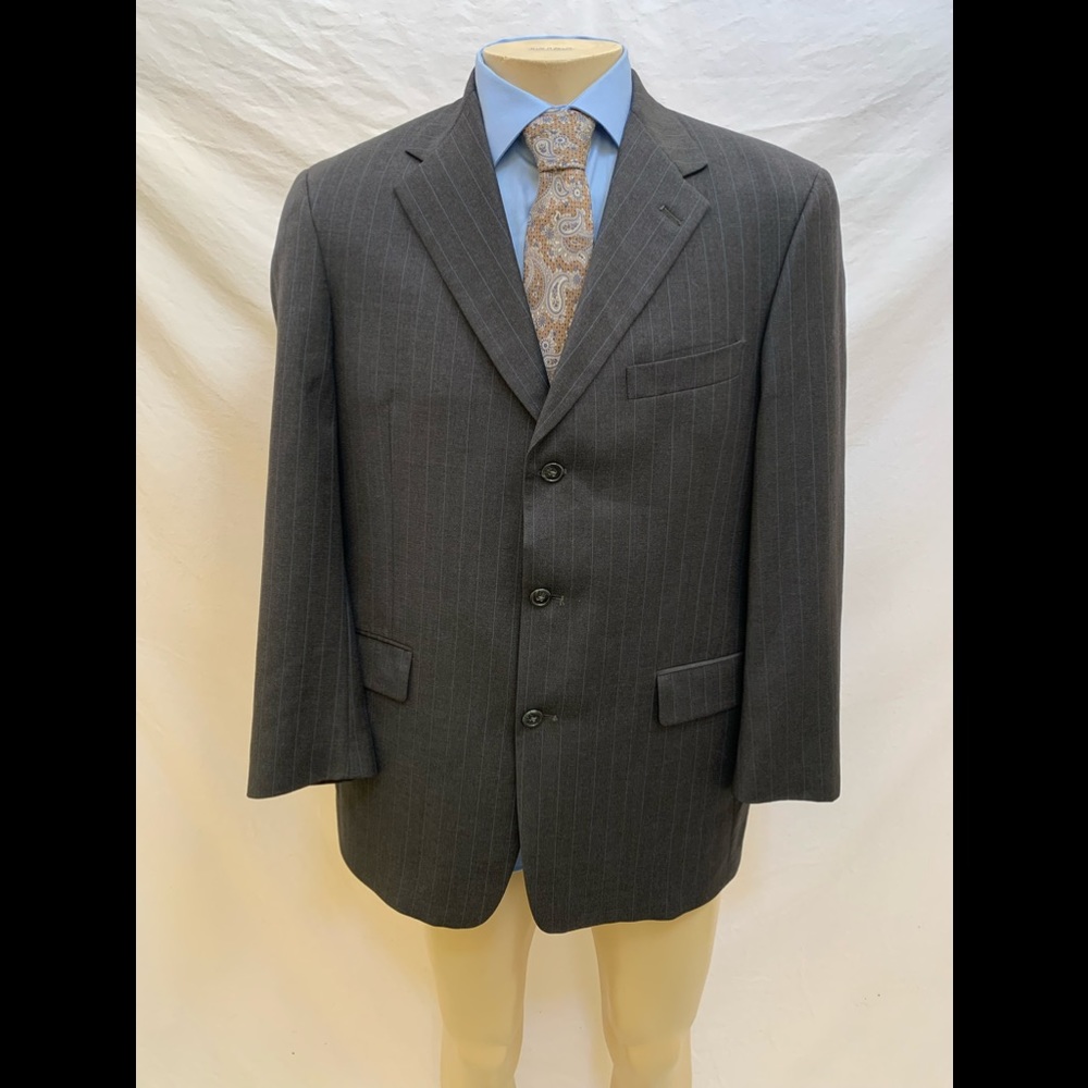 Ted Baker London Men’s Sz 42R Dark Gray With Blue Pinstripes Three Button Blazer